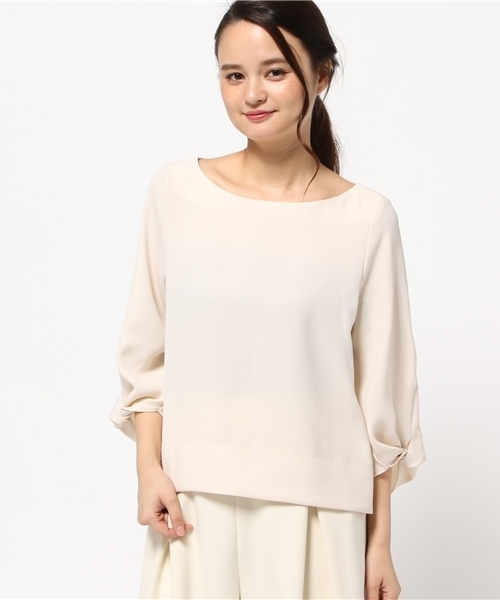 Droite lautreamont(ドロワットロートレアモン)の「袖ネジリサテンブラウス(シャツ/ブラウス・レディース・ライトカーキ/ピンク/オフホワイト・M)」の4枚目の写真