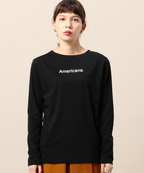 AMERICANA(アメリカーナ)の「<Americana(アメリカーナ)>ベーシック ロゴカットソー:◆(Tシャツ/カットソー・レディース・ブラック/ライトグレー/ブラウン・MEDIUM)」の2枚目の写真