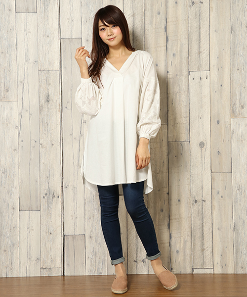 LBC（エルビーシー）の「袖刺繍ワンピース（ワンピース・レディース・オフホワイト/オレンジ/ブラック・L/M/LARGE/MEDIUM）」の13枚目の写真