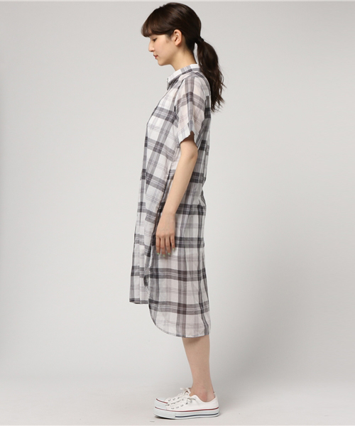 LBC（エルビーシー）の「チェックワンピース         （シャツワンピース・レディース・ブルー/ブラック・LARGE/MEDIUM）」の5枚目の写真