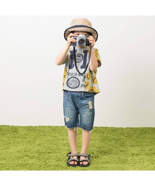 F.O.KIDS（エフオーキッズ）の「グランジデニムハーフパンツ 5分丈（デニムパンツ・キッズ・サックスブルー/ブルー・100/120/95/80/90/110/140/130）」の3枚目の写真