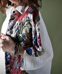 antiqua（アンティカ）の「花柄切り替えドルマンシャツ（シャツ