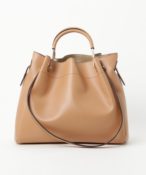 NATURAL BEAUTY BASIC（ナチュラルビューティーベーシック）の「メタルハンドルタックショルダーバッグ（ショルダーバッグ・レディース・ベージュ/オレンジ系その他/ブラック・ﾌﾘ-）」の3枚目の写真