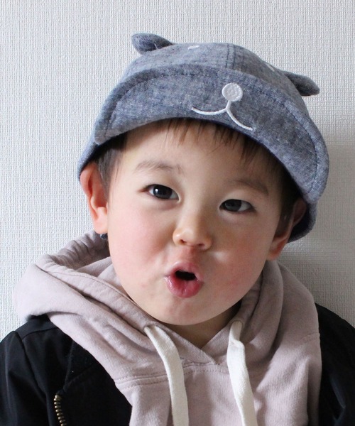 LITTLE GRIN BUDDY(リトル グリンバディ)の「【LITTLE GRIN BUDDY(リトルグリンバディ)】ベビー用クマのキャップ/Little Bear Cap(キャップ・キッズ・ベージュ/ネイビー/グレー/ライトベージュ・50㎝/48㎝/50cm/48cm)」の4枚目の写真