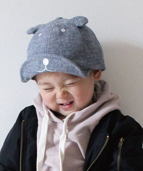 LITTLE GRIN BUDDY(リトル グリンバディ)の「【LITTLE GRIN BUDDY(リトルグリンバディ)】ベビー用クマのキャップ/Little Bear Cap(キャップ・キッズ・ベージュ/ネイビー/グレー/ライトベージュ・50㎝/48㎝/50cm/48cm)」の16枚目の写真