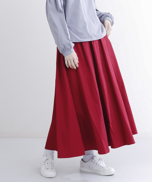 MERLOT（メルロー）の「ロングフレアスカート1146（スカート・レディース・ネイビー/レッド/ベージュ/ブラック/カーキ・FREE）」の5枚目の写真