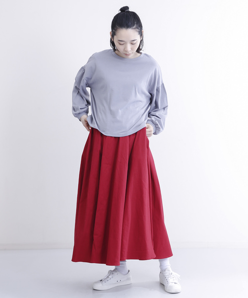MERLOT（メルロー）の「ロングフレアスカート1146（スカート・レディース・ネイビー/レッド/ベージュ/ブラック/カーキ・FREE）」の12枚目の写真