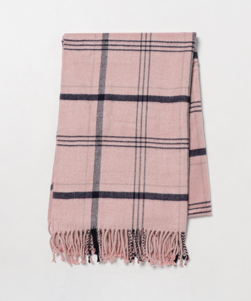 PLAIN CLOTHING（プレーンクロージング）の「オーバーチェック大判ストール【PLAIN CLOTHING】（ストール/ショール・レディース・ピンク/グレー/ベージュ/ネイビー/ブルー・FREE）」の8枚目の写真