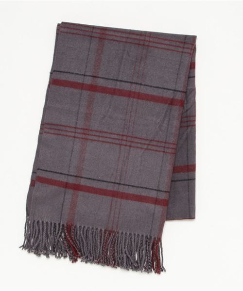 PLAIN CLOTHING（プレーンクロージング）の「オーバーチェック大判ストール【PLAIN CLOTHING】（ストール/ショール・レディース・ピンク/グレー/ベージュ/ネイビー/ブルー・FREE）」の15枚目の写真