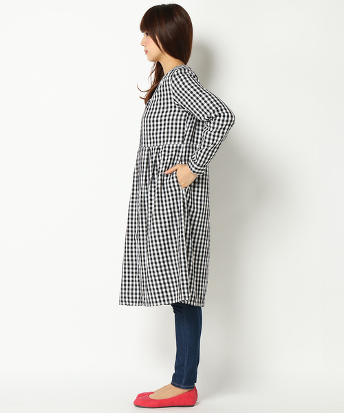 LBC（エルビーシー）の「コットンギンガム前開きワンピース（ワンピース・レディース・ブラック/ネイビー・MEDIUM/LARGE）」の11枚目の写真