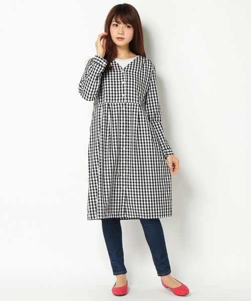 LBC（エルビーシー）の「コットンギンガム前開きワンピース（ワンピース・レディース・ブラック/ネイビー・MEDIUM/LARGE）」の15枚目の写真