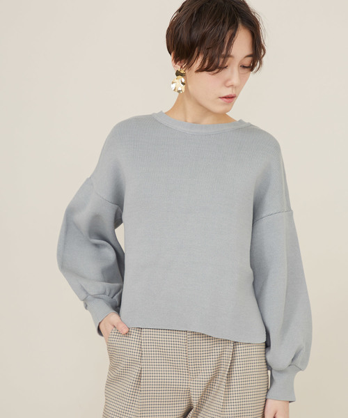 STUDIOUS（ステュディオス）の「【STUDIOUS】ボリュームスリーブニット（ニット/セーター・レディース・グレー/ライトグリーン/ホワイト・0）」の2枚目の写真