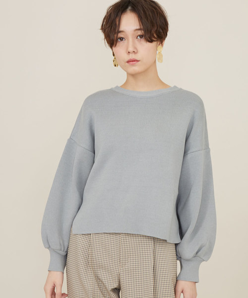 STUDIOUS（ステュディオス）の「【STUDIOUS】ボリュームスリーブニット（ニット/セーター・レディース・グレー/ライトグリーン/ホワイト・0）」の11枚目の写真