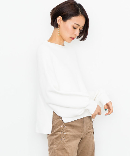 STUDIOUS（ステュディオス）の「【STUDIOUS】ボリュームスリーブニット（ニット/セーター・レディース・グレー/ライトグリーン/ホワイト・0）」の4枚目の写真