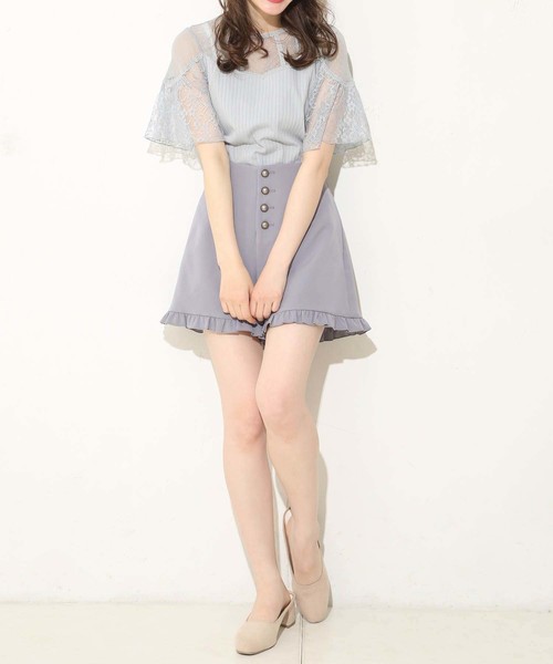one after another NICE CLAUP（ワンアフターアナザーナイスクラップ）の「フリルOTONAショートパンツ（その他パンツ・レディース・ブラック/ブルーグレー/ライトベージュ/ブルー・FREE）」の16枚目の写真