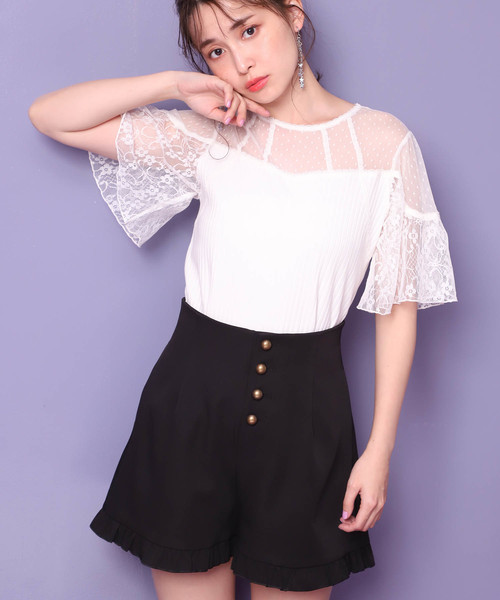 one after another NICE CLAUP（ワンアフターアナザーナイスクラップ）の「フリルOTONAショートパンツ（その他パンツ・レディース・ブラック/ブルーグレー/ライトベージュ/ブルー・FREE）」の12枚目の写真