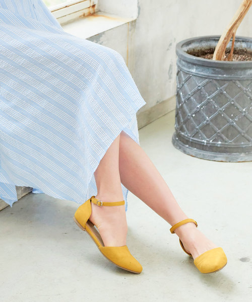 KOBE LETTUCE（コウベレタス）の「アンクルストラップサイドカットフラットパンプス（パンプス・レディース・その他1/ブラック/ベージュ/イエロー/ピンク/ブルー/グレー/レッド/グリーン・LL/S/M/L）」の12枚目の写真