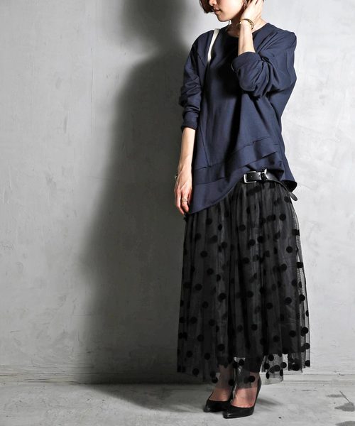 antiqua（アンティカ）の「裏毛変形トップス（スウェット・レディース・ネイビー/グレー・M/L）」の10枚目の写真