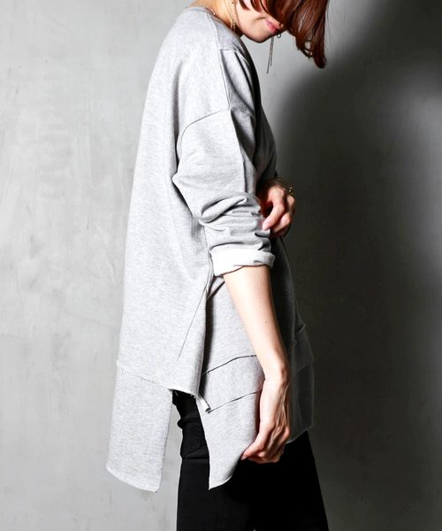 antiqua（アンティカ）の「裏毛変形トップス（スウェット・レディース・ネイビー/グレー・M/L）」の11枚目の写真