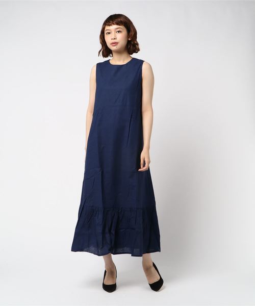 KOBE LETTUCE(コウベレタス)の「コットンリネンティアード裾フレアマキシ丈ワンピース(ワンピース・レディース・パープル/モカ/ネイビー/ブラウン/マスタード・FREE)」の8枚目の写真