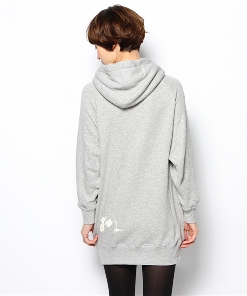 DOUBLE NAME（ダブルネーム）の「フードボアビッグパーカーワンピ（ワンピース・レディース・杢グレー/ネイビー/ワイン・FREE）」の6枚目の写真