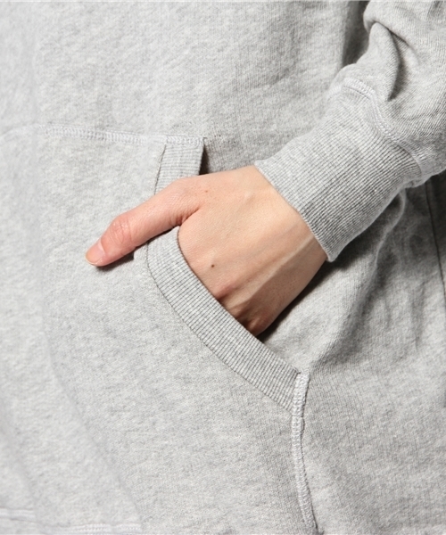 DOUBLE NAME（ダブルネーム）の「フードボアビッグパーカーワンピ（ワンピース・レディース・杢グレー/ネイビー/ワイン・FREE）」の10枚目の写真