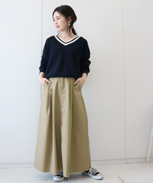 AMERICAN HOLIC（アメリカンホリック）の「チノロングスカート　＊（スカート・レディース・ベージュ/ネイビー・M/L）」の8枚目の写真