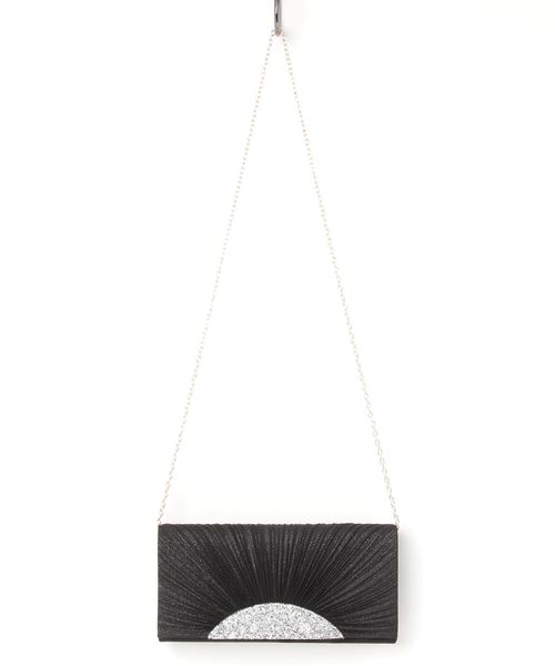 STYLEBLOCK(スタイルブロック)の「扇プリーツ×半円クリスタルビジュパーティークラッチバッグ(クラッチバッグ・レディース・ブラック/ネイビー/ベージュ/ワイン・FREE)」の1枚目の写真
