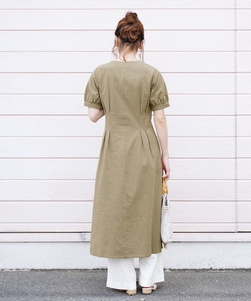 reca（レカ）の「ウエストタックリネンシャツワンピース（ワンピース・レディース・オフホワイト/ブラック系その他/ベージュ・M）」の12枚目の写真