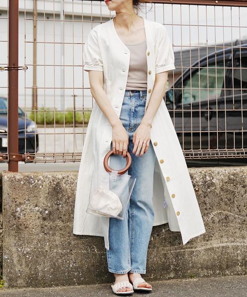 reca（レカ）の「ウエストタックリネンシャツワンピース（ワンピース・レディース・オフホワイト/ブラック系その他/ベージュ・M）」の21枚目の写真