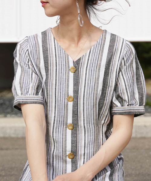 reca（レカ）の「ウエストタックリネンシャツワンピース（ワンピース・レディース・オフホワイト/ブラック系その他/ベージュ・M）」の19枚目の写真