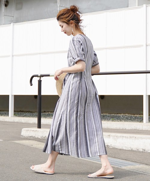 reca（レカ）の「ウエストタックリネンシャツワンピース（ワンピース・レディース・オフホワイト/ブラック系その他/ベージュ・M）」の13枚目の写真