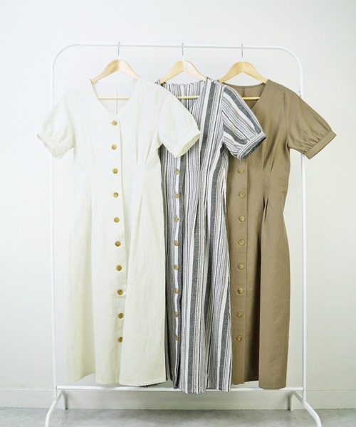 reca（レカ）の「ウエストタックリネンシャツワンピース（ワンピース・レディース・オフホワイト/ブラック系その他/ベージュ・M）」の11枚目の写真