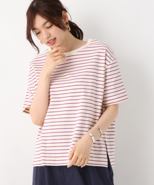 GLOBAL WORK（グローバルワーク）の「USABIGクルーT2【UVケア】/840216（Tシャツ/カットソー・レディース・ホワイト/ブラック/ダークブラウン/その他/パープル系その他5/ライトグレー・MEDIUM/LARGE）」の5枚目の写真