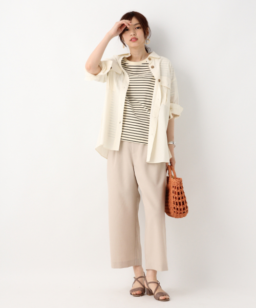 GLOBAL WORK（グローバルワーク）の「USABIGクルーT2【UVケア】/840216（Tシャツ/カットソー・レディース・ホワイト/ブラック/ダークブラウン/その他/パープル系その他5/ライトグレー・MEDIUM/LARGE）」の8枚目の写真