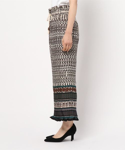 KOBE LETTUCE（コウベレタス）の「ロープベルト付エスニック柄プリーツワイドパンツ（その他パンツ・レディース・グリーン/ブラウン・FREE）」の8枚目の写真