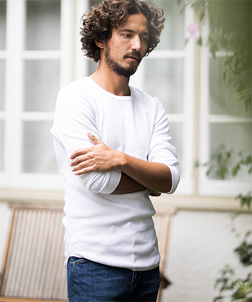 CAMBIO(カンビオ)の「mlt2644-Heavy Fraise Long Sleeve Tee カットソー(Tシャツ/カットソー・メンズ・ホワイト/ブラック/チャコール/グレー・S/M/L)」の3枚目の写真