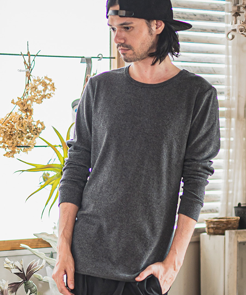 CAMBIO(カンビオ)の「mlt2644-Heavy Fraise Long Sleeve Tee カットソー(Tシャツ/カットソー・メンズ・ホワイト/ブラック/チャコール/グレー・S/M/L)」の18枚目の写真