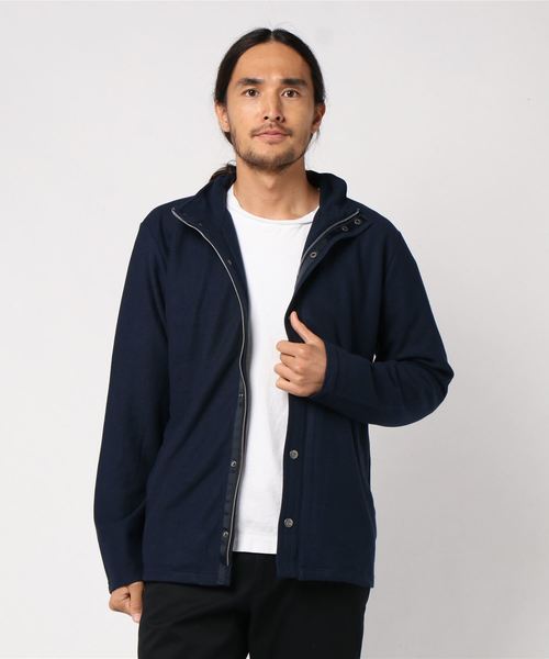 TAKA-Q(タカキュー)の「タカキューメンズ/TAKA-Q:MEN ハニカム鹿の子スタンドフルジップカットアウター(その他トップス)」|ネイビー