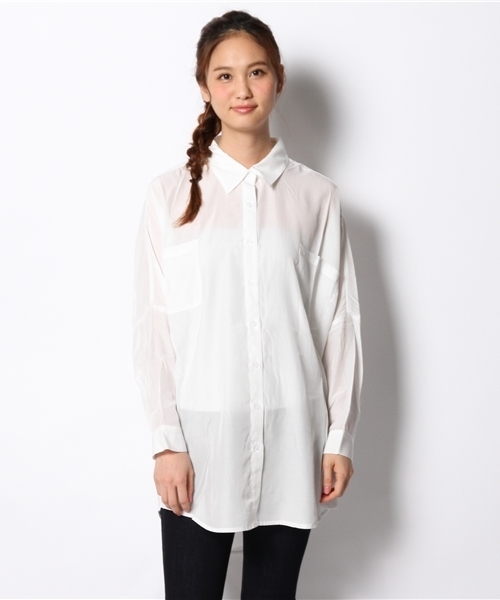 WHO'S WHO gallery（フーズフーギャラリー）の「【期間限定セール】【THE BIG SERIES 】Satin shirts（シャツ/ブラウス・レディース・チャコールグレー/カーキ/ネイビー/オフホワイト・FREE）」の15枚目の写真