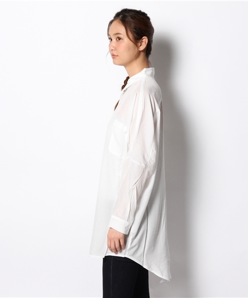 WHO'S WHO gallery（フーズフーギャラリー）の「【期間限定セール】【THE BIG SERIES 】Satin shirts（シャツ/ブラウス・レディース・チャコールグレー/カーキ/ネイビー/オフホワイト・FREE）」の6枚目の写真