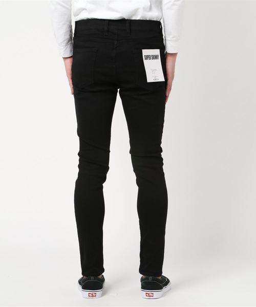 WEGO(ウィゴー)の「WEGO/チェーン付きジップストレッチスキニーデニム(デニムパンツ・メンズ・ブラック・MEDIUM/LARGE)」の5枚目の写真