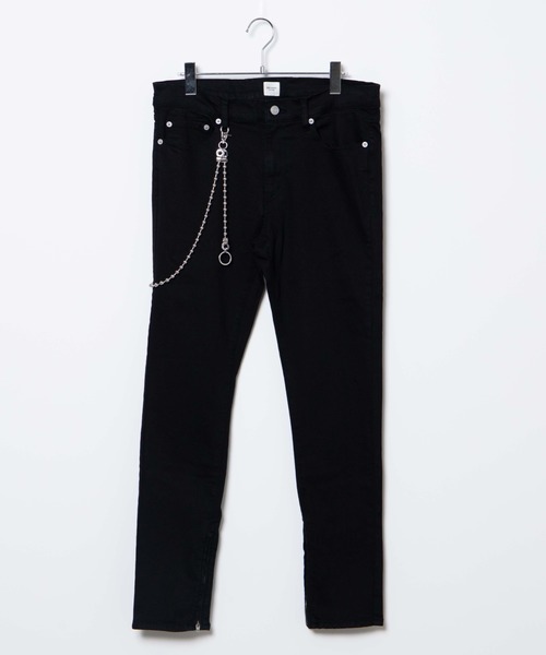 WEGO(ウィゴー)の「WEGO/チェーン付きジップストレッチスキニーデニム(デニムパンツ・メンズ・ブラック・MEDIUM/LARGE)」の4枚目の写真