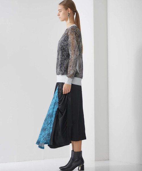 極美品！ TOGA PULLA ラメプリントジャージーカーディガン Fringe knit cardigan-フリンジニットカーディガン-TOGA PULLA