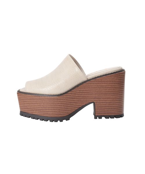 EVRIS（エヴリス）の「クロコスクエアトゥサボ（サンダル・レディース・ホワイト/ブラック・SMALL/MEDIUM/LARGE）」の2枚目の写真