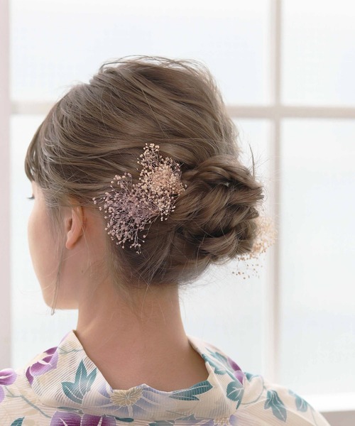 ゆかた館グレース（ユカタカングレース）の「カスミソウ(かすみ草)髪飾りの選べる5色【2本セット】（和装小物・レディース・グリーン/ワインレッド/ホワイト/ピンク/パープル・FREE）」の15枚目の写真