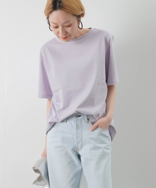 unfil(アンフィル)の「unfil アンフィル オーガニックコットン ジャージーベーシックTシャツ(Tシャツ/カットソー)」|ラベンダー