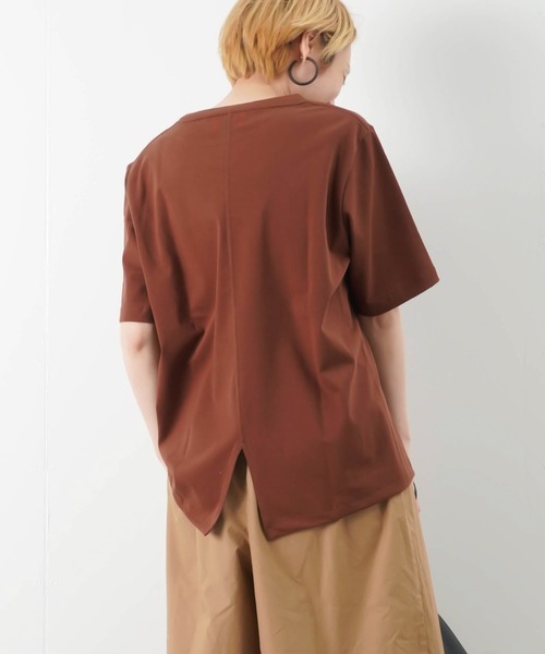 unfil(アンフィル)の「unfil アンフィル オーガニックコットン ジャージーベーシックTシャツ(Tシャツ/カットソー)」|ブラウン