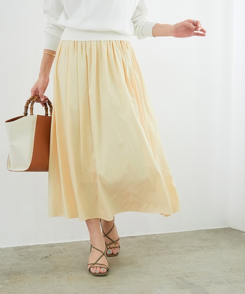 セール Rope ロペ のスカート 洗える カラーダンガリーツイルギャザーマキシスカート スカート 洗える スカート Rope ロペ のファッション 新品即出荷可の スカート