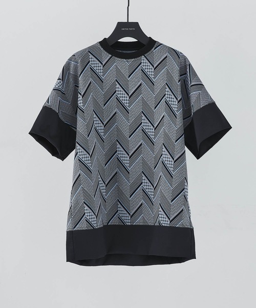 UNITED TOKYO(ユナイテッドトウキョウ)の「ヘリンボーンジャガードT(Tシャツ/カットソー・メンズ・グレー/ブラウン・1/2/3)」の2枚目の写真